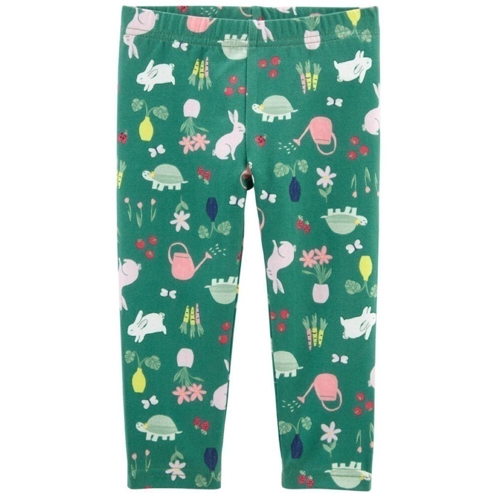 Carter's Baby Girls' Size 12 Months Pants Green Plants Rabbits Ladybugs‎ Turtles